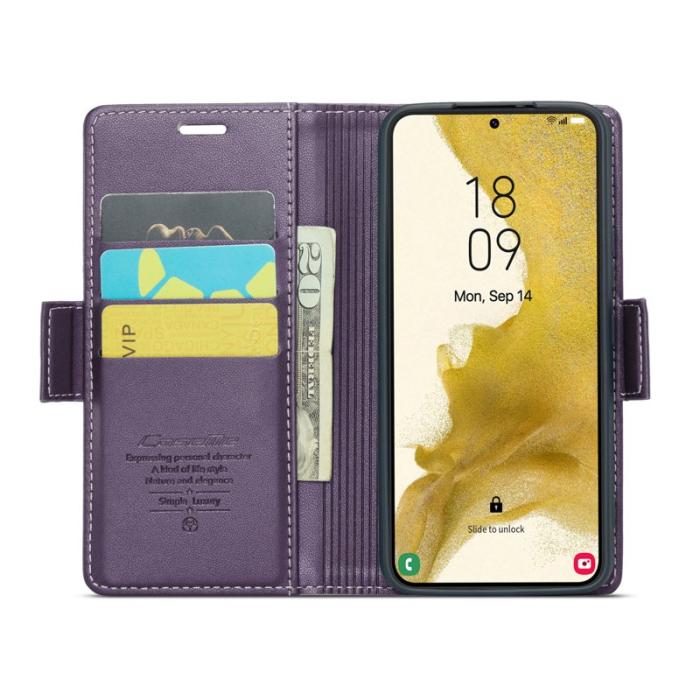 Caseme - CASEME Plånboksfodral Konstläder för Samsung Galaxy S22 5G - Lila