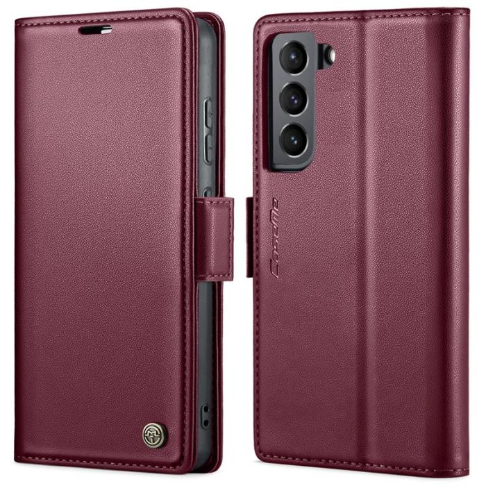 Caseme - CASEME Plånboksfodral Konstläder för Samsung Galaxy S22 5G - Röd