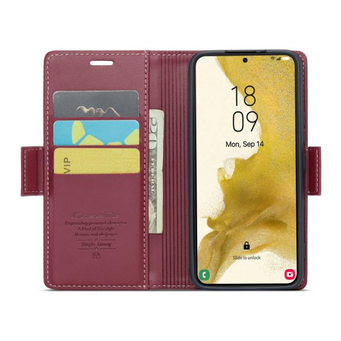Caseme - CASEME Plånboksfodral Konstläder för Samsung Galaxy S22 5G - Röd