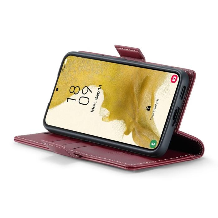 Caseme - CASEME Plånboksfodral Konstläder för Samsung Galaxy S22 5G - Röd