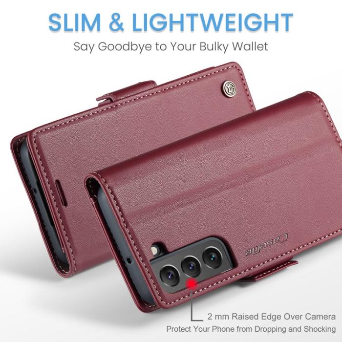 Caseme - CASEME Plånboksfodral Konstläder för Samsung Galaxy S22 5G - Röd