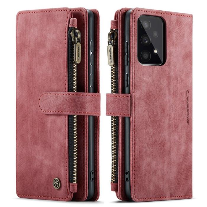 Caseme - CASEME Konstläder Plånboksfodral för Samsung Galaxy A53 5G med rem - Röd