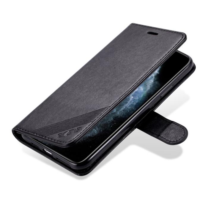 AZNS - AZNS iPhone 13 mini Plånboksfodral Konstläder Stöd Design - Svart