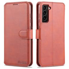 AZNS - AZNS Samsung Galaxy S21 FE Pl&aring;nboksfodral i Konstl&auml;der - Brun