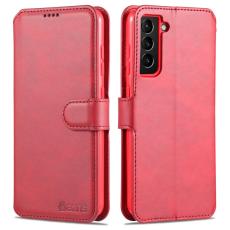 AZNS - AZNS Samsung Galaxy S21 FE Pl&aring;nboksfodral i Konstl&auml;der - R&ouml;d