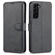 AZNS - AZNS Samsung Galaxy S21 FE Pl&aring;nboksfodral i Konstl&auml;der - Svart