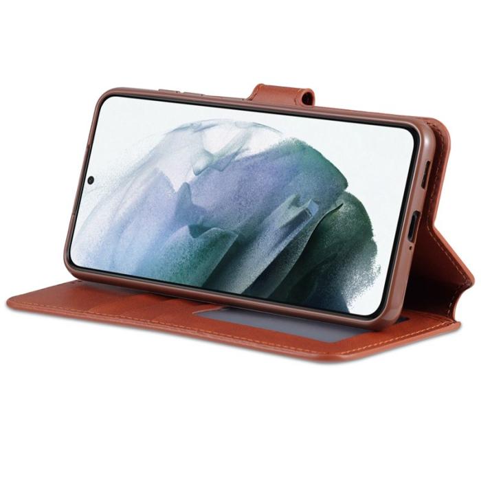 AZNS - AZNS Samsung Galaxy S21 FE Plånboksfodral i Konstläder - Brun