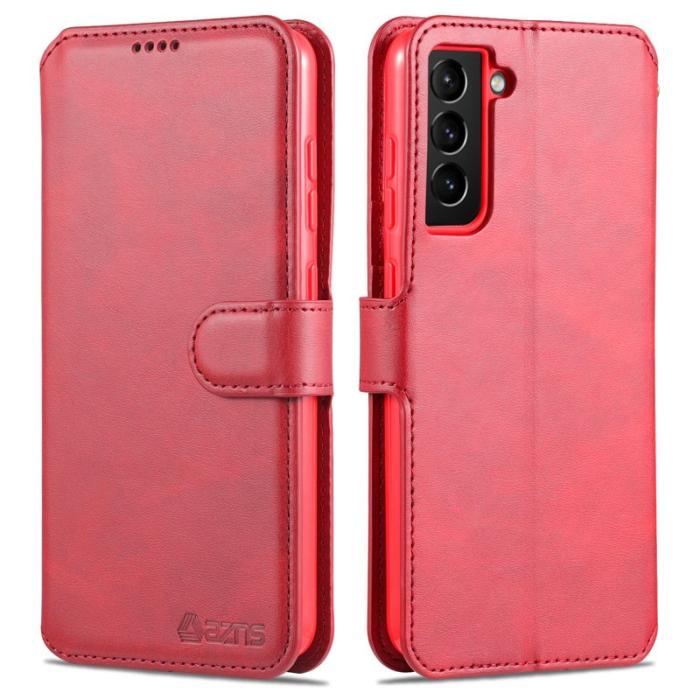 AZNS - AZNS Samsung Galaxy S21 FE Plånboksfodral i Konstläder - Röd