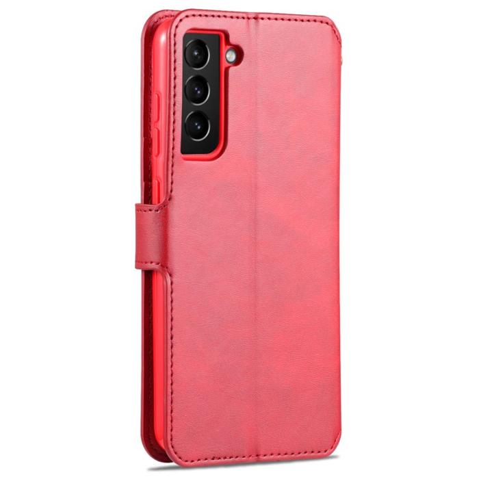 AZNS - AZNS Samsung Galaxy S21 FE Plånboksfodral i Konstläder - Röd