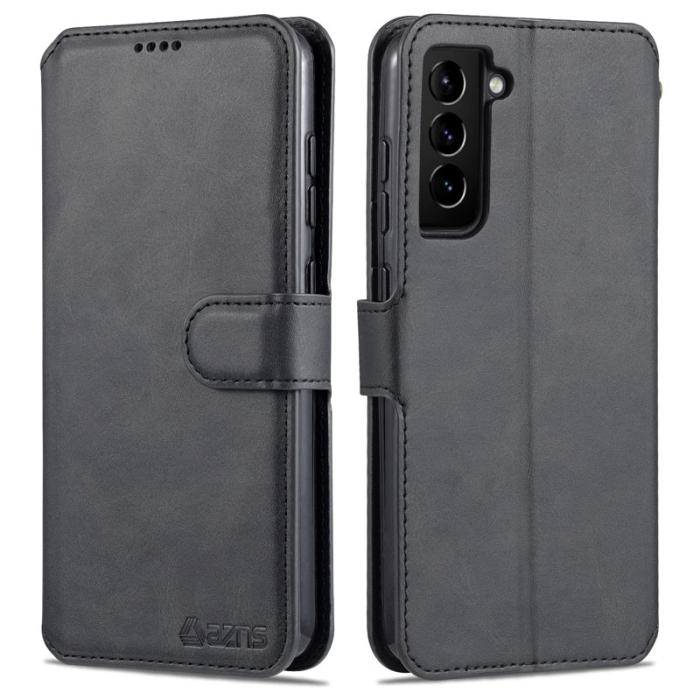 AZNS - AZNS Samsung Galaxy S21 FE Plånboksfodral i Konstläder - Svart