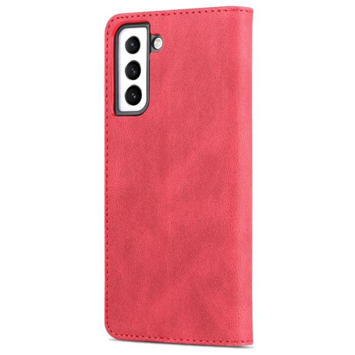 AZNS - AZNS Samsung Galaxy S21 FE Plånboksfodral Konstläder - Röd
