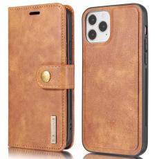 DG.MING - DG.MING iPhone 13 Pro Pl&aring;nboksfodral 2-i-1 Drop-skydd &Auml;kta l&auml;der Brun