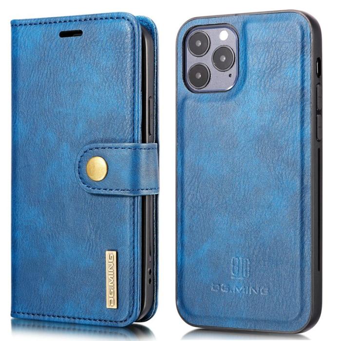 DG.MING - DG.MING iPhone 13 Pro Plånboksfodral Äkta Läder 2-i-1 Drop-resistant Blå