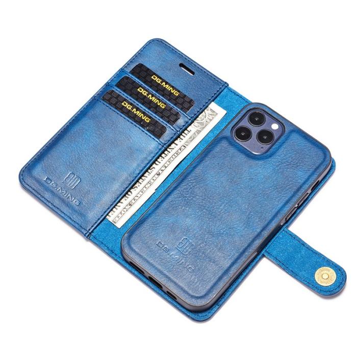 DG.MING - DG.MING iPhone 13 Pro Plånboksfodral Äkta Läder 2-i-1 Drop-resistant Blå