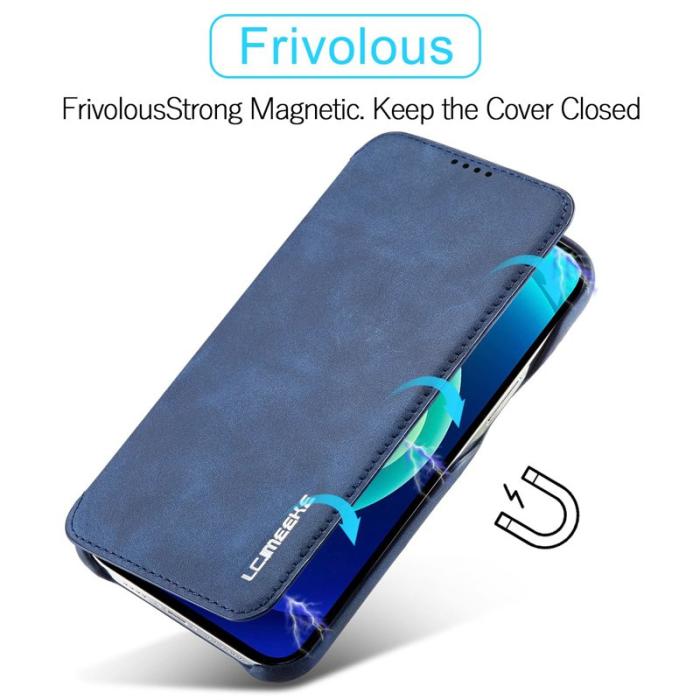 LC.imeeke - LC.IMEEKE iPhone 14 Pro Max Fodral KonstLäder - Blå