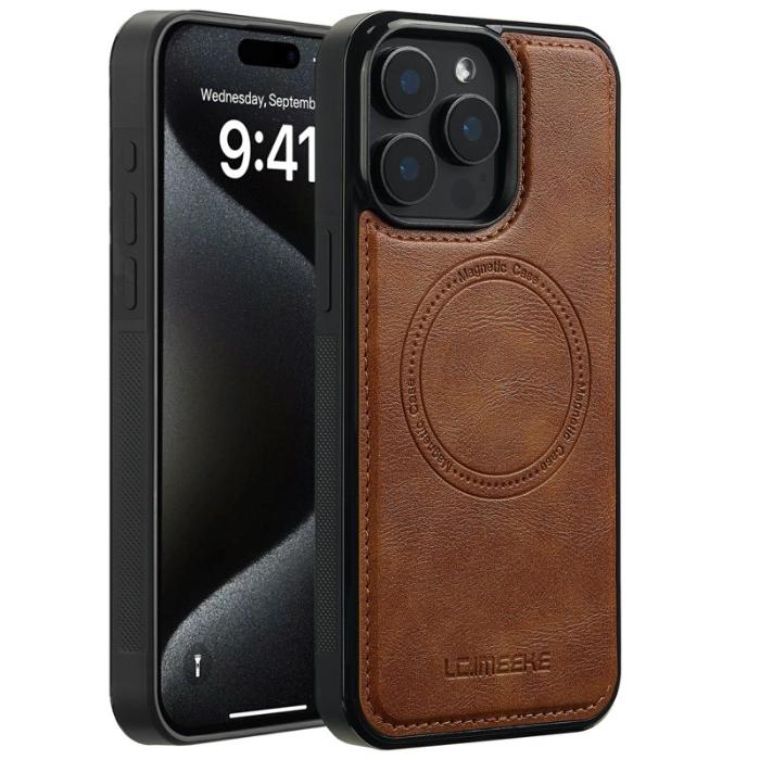 LC.imeeke - LC.IMEEKE iPhone 14 Pro Max Fodral KonstLäder - Brun