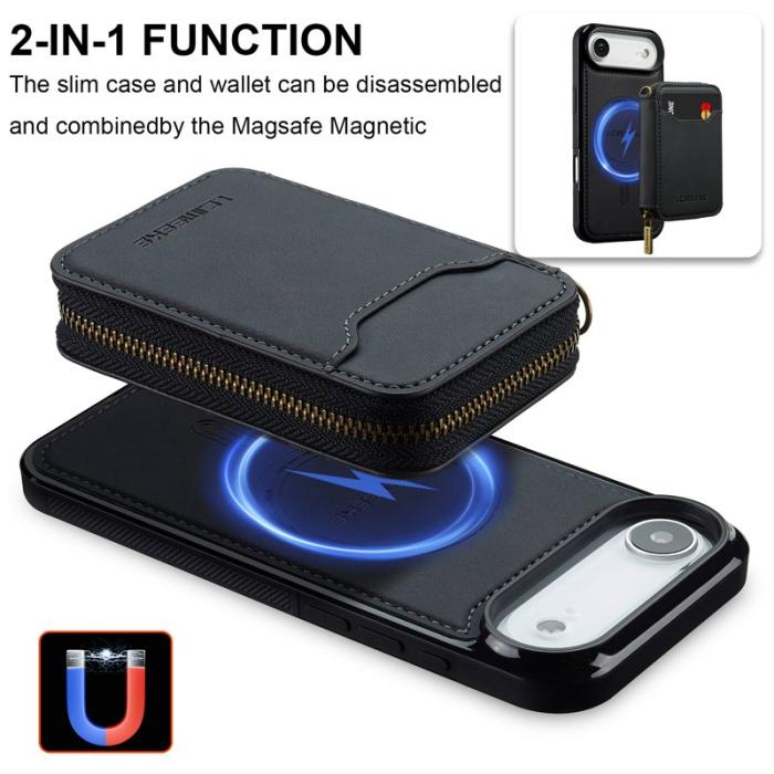LC.imeeke - LC.IMEEKE L6 iPhone Air Plånboksfodral Magnetiskt - Svart Konstläder