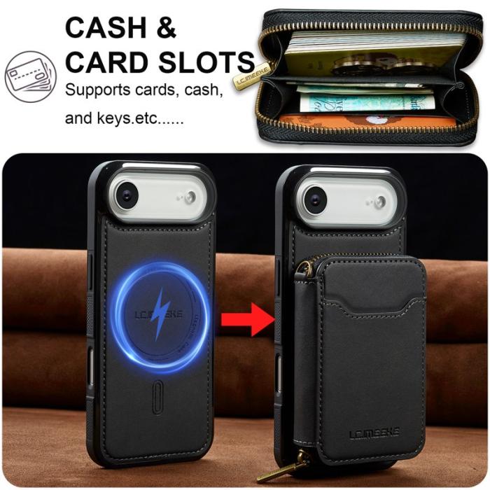 LC.imeeke - LC.IMEEKE L6 iPhone Air Plånboksfodral Magnetiskt - Svart Konstläder