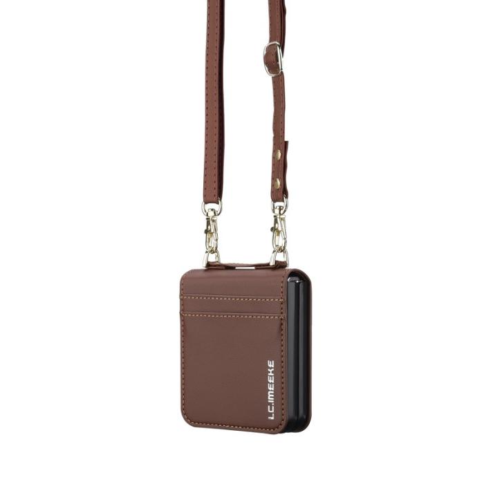 LC.imeeke - LC.IMEEKE Samsung Galaxy Z Flip4 Plånboksfodral Konstläder - Brun