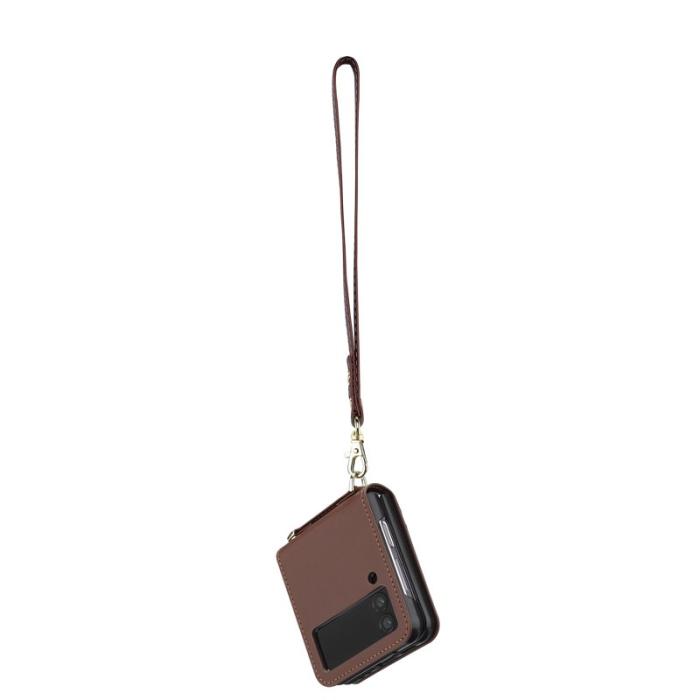 LC.imeeke - LC.IMEEKE Samsung Galaxy Z Flip4 Plånboksfodral Konstläder - Brun