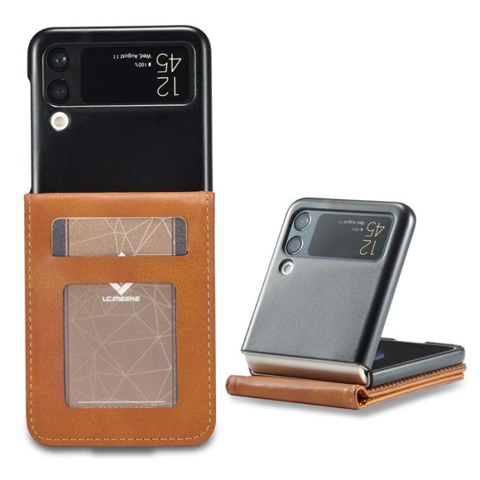 LC.imeeke - LC.IMEEKE Samsung Galaxy Z Flip4 Fodral KonstLäder - Ljusbrun