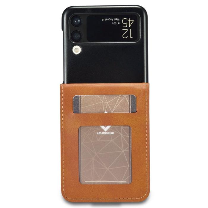 LC.imeeke - LC.IMEEKE Samsung Galaxy Z Flip4 Fodral KonstLäder - Ljusbrun