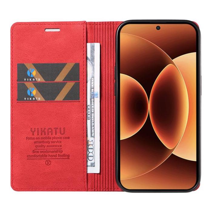 YIKATU - YIKATU Xiaomi 17 Pro Max Plånboksfodral Skin Touch - Röd