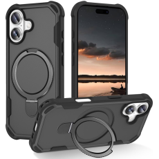 A-One Brand - Mobilskal till iPhone 17 MagSafe TPU+PC Kickstand Shockproof - Svart