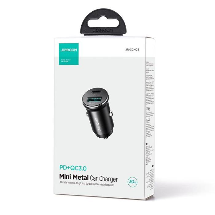 Joyroom - Joyroom Mini Billaddare USB-A/USB-C 30W - Svart