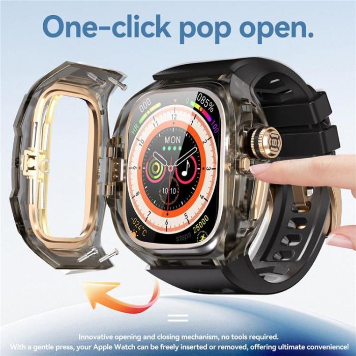 A-One Brand - Armband För Apple Watch Ultra 1/2/3 (49mm) Silikon med Skal - Roséguld/Svart