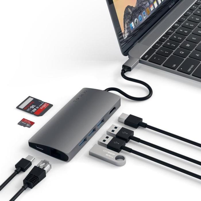 Satechi - Satechi USB-C Multi-Port Adapter 4K Gigabit Ethernet V2 - Space Grå