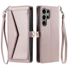 OEM - Samsung Galaxy S26 Ultra Fodral &Auml;kta L&auml;der Stativ - Ros&eacute;guld