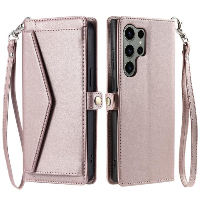 OEM - Samsung Galaxy S26 Ultra Fodral Äkta Läder Stativ - Roséguld