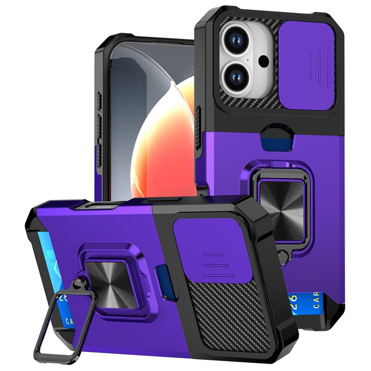 Mobilskal till iPhone 17 Slide Lens Lid med Kortfack - Lila | 2353 | AlltMobil