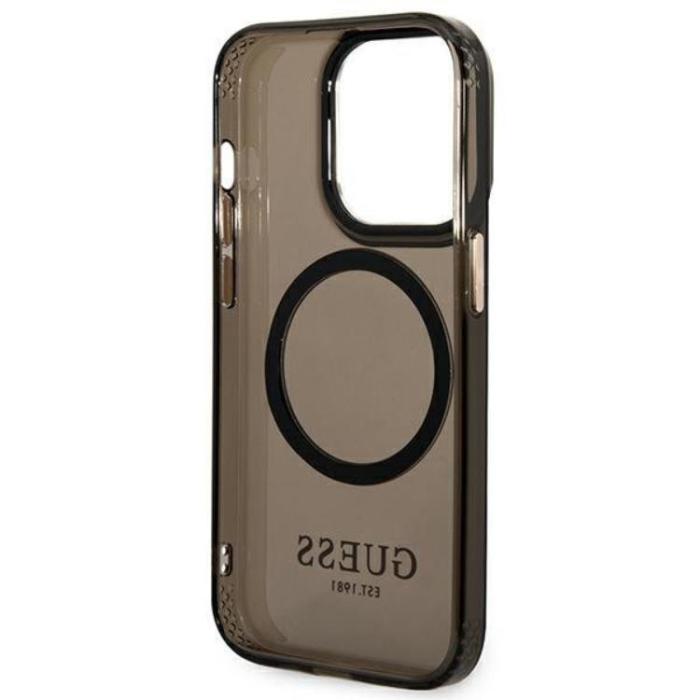 Guess - GUESS iPhone 14 Pro Skal MagSafe Gold Outline Translucent - Svart
