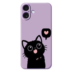 A-One Brand - iPhone 17 Mobilskal Love Black Cat Pattern - Lila