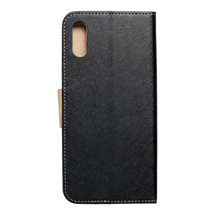 OEM - Redmi 9A/9AT Plånboksfodral Fancy Eco Läder - Svart/- Guld