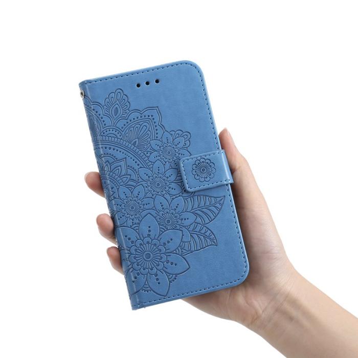 OEM - Samsung Galaxy S26 Plus Plånboksfodral Blommönster Konstläder Ställ - Blå