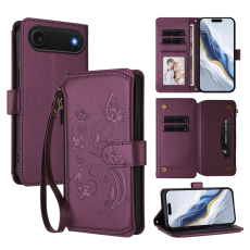 A-One Brand - iPhone 17 Air Plånboksfodral Butterfly Floral Imprint - Lila