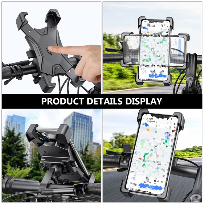 A-One Brand - Mobilhållare Styrfäste Klämma Fäste För Motorcykel - Svart