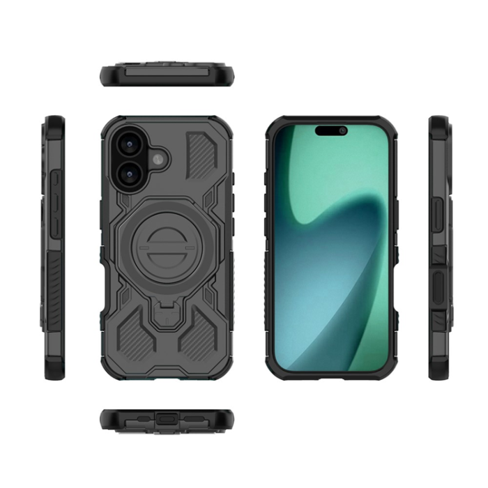A-One Brand - iPhone 17 Mobilskal Rotating Kickstand - Svart
