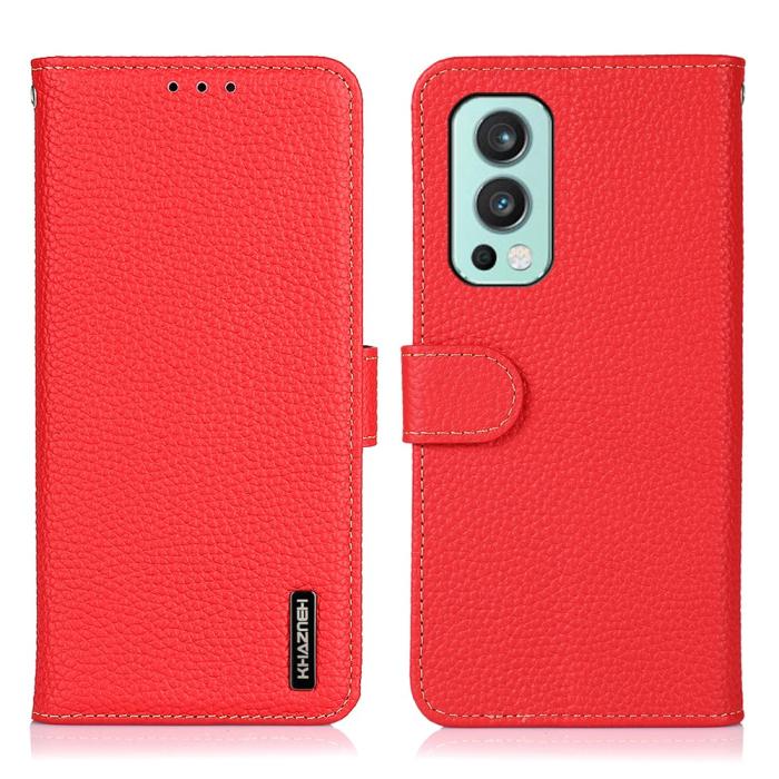 KHAZNEH - KHAZNEH - Äkta läder Plånboksfodral OnePlus Nord 2 5G - Röd