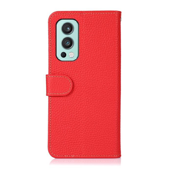 KHAZNEH - KHAZNEH - Äkta läder Plånboksfodral OnePlus Nord 2 5G - Röd