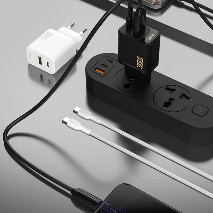 Dudao - Dudao Snabbladdare USB-C USB-A PD 30W GaN med USB-C Kabel A27TCEU - Vit