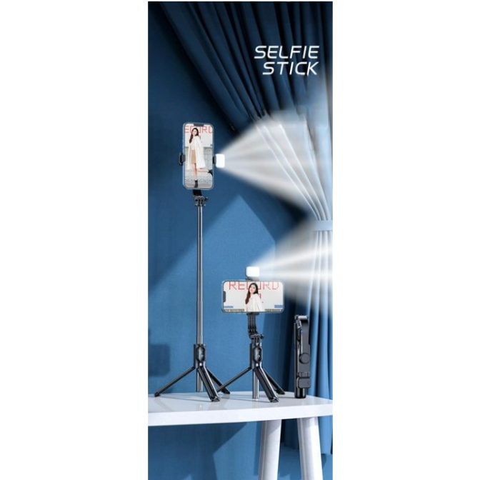 A-One Brand - Selfie Stick Folding Stand Bluetooth med Remote Control - Rosa