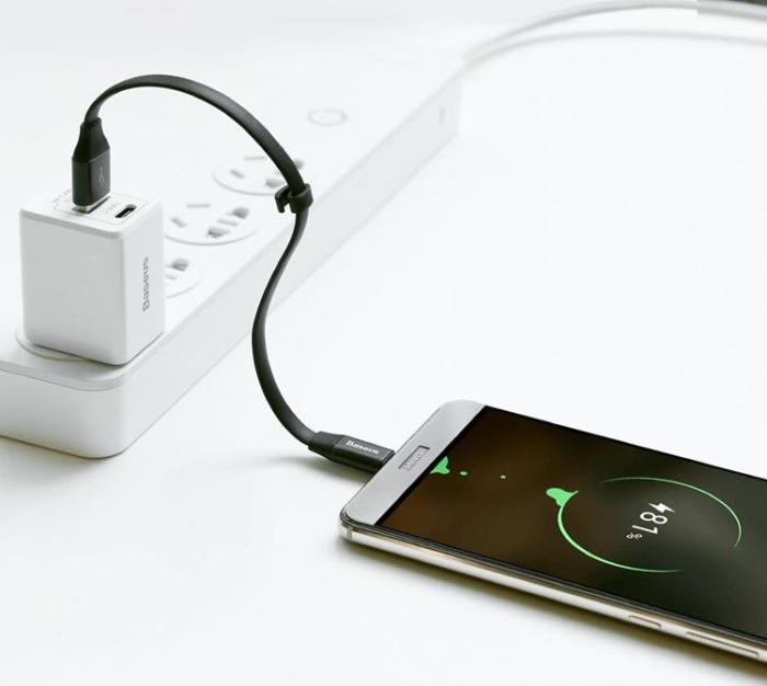 BASEUS - Baseus Nimble Platt USB-C till USB-A kabel 0.23m - Svart