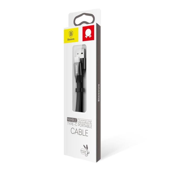 BASEUS - Baseus Nimble Platt USB-C till USB-A kabel 0.23m - Svart