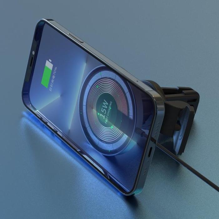 UTGATT1 - Magsafe 2-in-1 T09 Magnetic Trådlös Laddare 15W - Transparent