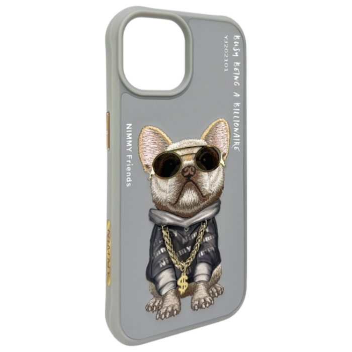 NIMMY - Nimmy iPhone 15 Mobilskal Glasses Cool Dog - Grå
