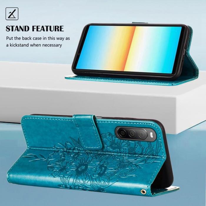 A-One Brand - Sony Xperia 10 IV Plånboksfodral Butterfly - Blå